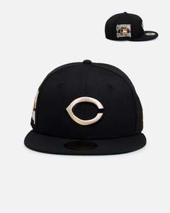 Headwear 950 High Crown: New Era Cincinnati Reds 'Wool' 59FIFTY Fitted Black