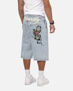 Mens Bottoms Denim Shorts: Ed Hardy Serpent Jorts Light Wash