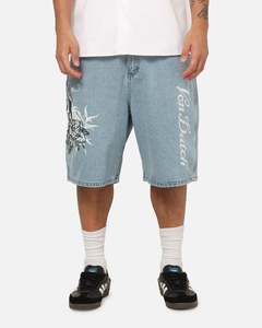 Von Dutch Skull Jean Shorts Mid Blue Denim