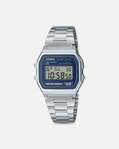 Mens Sale Accessories: Casio A158WEA-2D Watch Silver/Black