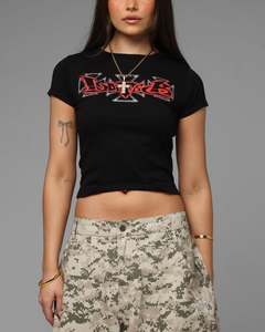 Womens Sale Tops: Loiter Women's Holy Fire Crop T-Shirt Black