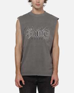 Saint Morta Medievil Oversized Muscle T-Shirt Washed Charcoal