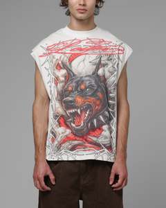 Mens Tops Muscle Tees: Loiter Dogpound Muscle T-Shirt Off White
