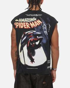73Studio Marvel Spotlight Muscle T-Shirt Black Acidwash