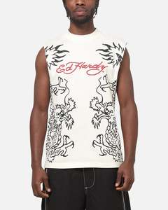Ed Hardy Dragon Muscle T-Shirt Off White