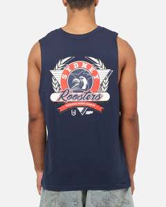 Bleacher Athletic Sydney Roosters NRL Adult Muscle T-Shirt Navy