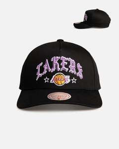 Mitchell & Ness Los Angeles Lakers 'Black Letter' Pro Pinch Snapback Black