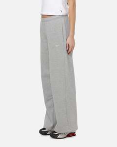 Nike Women's Studio Fleece Medium Weight Mid-Rise Wide-Leg Pants Dark Grey Heather