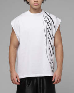 Loiter Script Muscle T-Shirt White