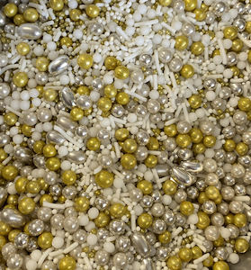 White: Sprinkle Medley - Cleopatra (White & Gold) - 100gm