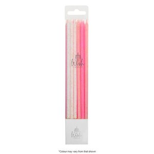 Candles: Candles - Pink Dream Tall Glitter - 15cm (Pack of 12)