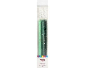 Candles: GoBake Super Tall 18cm Green Quartz Candles (pack of 12)