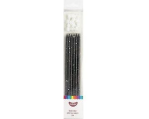 Candles: GoBake Super Tall 18cm Black Gold Splatter Candles (pack of 12)