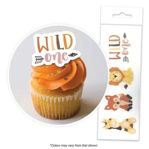 Edibles: *Wafer Cupcake Toppers - Wild One (16) (OUT OF DATE)