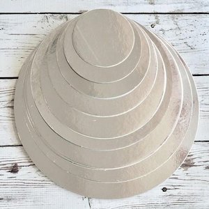 Cake Boards Discs: Silver Round 2mm Cake Discs