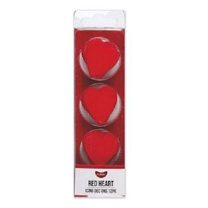 Valentines Treats: GoBake Dec Ons - Hearts - Red 3cm (12)