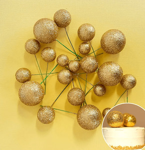 Foam Ball Topper Set | 20 Pieces | Gold Glitter