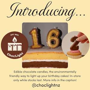 Candles: Choc Light Candles | Gold Glitter | 0–9 | Edible