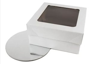 Display And Packaging: Silver | Round | Cake Board and Window Box Set | 14"