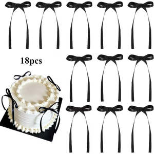 Cupcake Cake Decorating Supplies: Cake Decorations | 18pcs | Black Bows | Ribbons