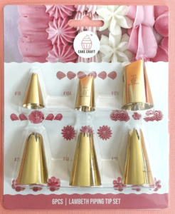 Icing Tips Accessories: Lambeth Piping Tip Set – 6 Piece | Gold | Cake Craft