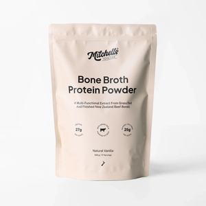 Products: Mitchells Bone Broth Protein Powder. Vanilla 500g