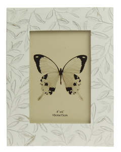 Gifts Gifts 50 And Under: Photo Frame - Etched Leaves White