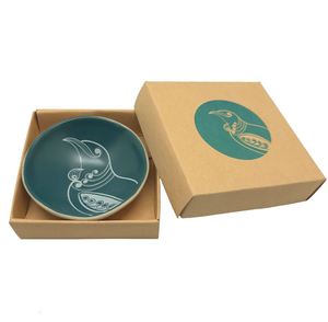 Porcelain Bowl - White on Teal - 7cm