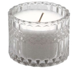 Candles And Holders: Candle - Small 'Cut' Pattern Glass Candle
