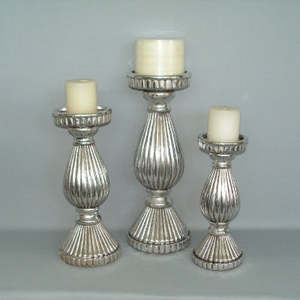 Candlesticks - Ribbed Chrome Look