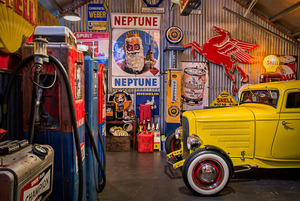 Fathers Day: Glass Print - Hot Rod Garage