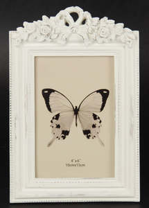 Photo Frame - Flowers Bow 4x7 White