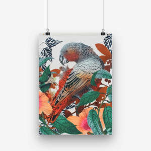 Aotearoa: Tea Towel - Kaka and Tree Fuchsia