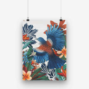 Aotearoa: Tea Towel - Tui and Frangipani