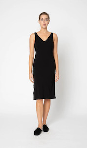 Two By Two: Reversable Rayon Full Length Slip -Black