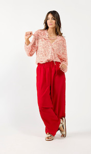 Honor Blouse | Red Scroll
