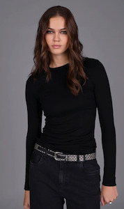 Double Trouble Long Sleeve Top | Black