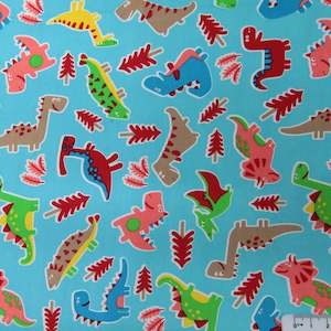 Dinosaurs: Cotton Fabric - Blue with Dinosaurs