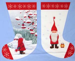 Tomten's Village - Xmas Stocking Panel - 2 small stockings
