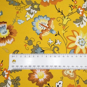 Viscose: Printed Viscose Rayon Floral - Yellow