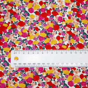 Viscose: Printed Viscose Rayon - Pink/Red Brights