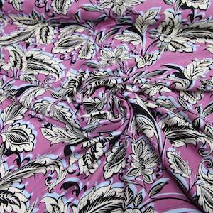 Roscoe Printed Rayon fabric - Pink/Blue