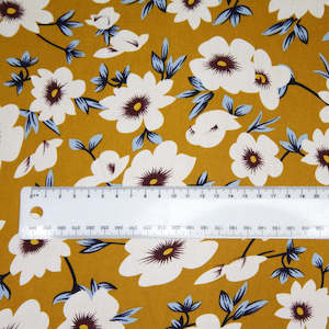 Printed Rayon Floral - Mustard Yellow