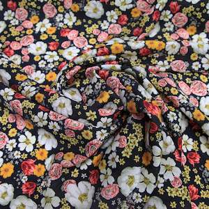 Fabric Black: Nina Floral Tencel fabric