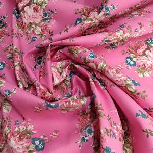 Fabric Pink: Cotton Sateen - Pink Roses