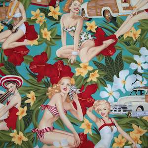 Alexander Henry: Pin Up Girls - Aloha Girls Teal