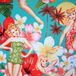 Alexander Henry: Pin Up Girls - Island Girls Turquoise