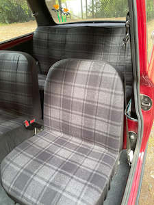 Front Seat Covers Classic Mini: Black & Grey Tartan - Classic Mini Front Seat Covers