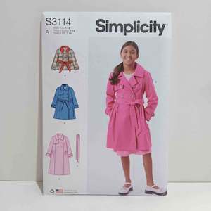 Simplicity Patterns Children: S3114 Girls Trench Coat