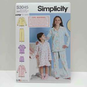 Simplicity Patterns Children: S3045 Childrens and Girls Sleepwear